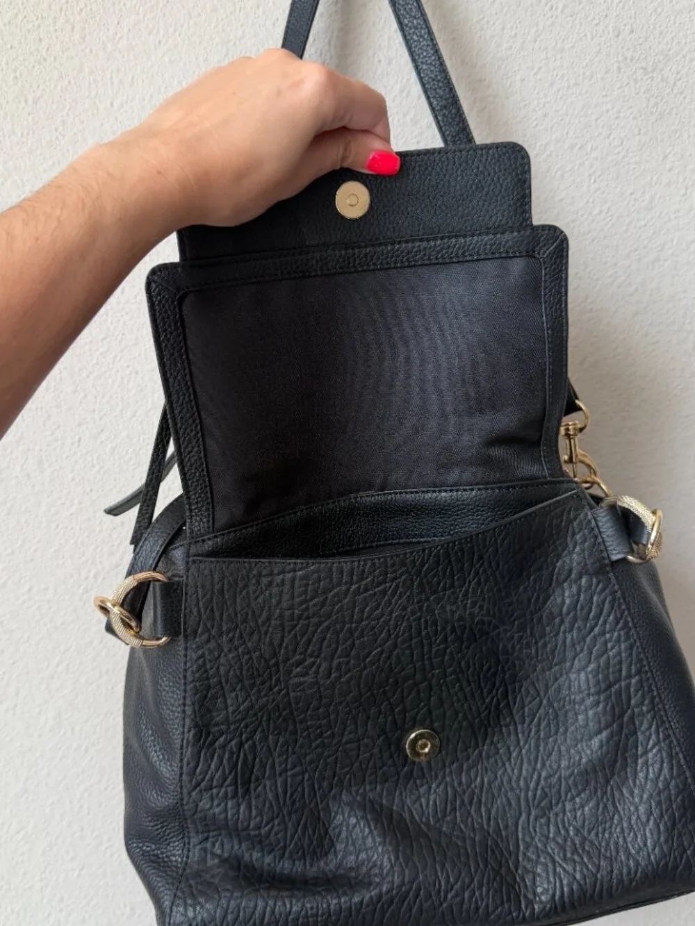 Vince Camuto Raya Pebbled Leather Tote Satchel Bag in Black